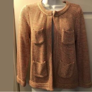 Ann Taylor LOFT Sweater Coat Jacket Pink Metallic